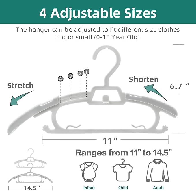 24 Pack Adjustable Baby Clothes Hangers - Image 2