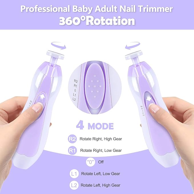 Baby Nail Trimmer Electric, 6 in 1 Baby Nail File Clippers Infant Grooming Kit - Image 4