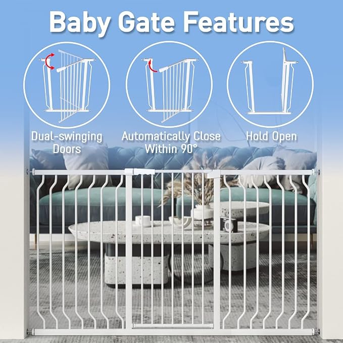WAOWAO Extra Tall 40.55" Baby Gate 29.92-63.38" Wide Pressure Mounted Walk - Image 3