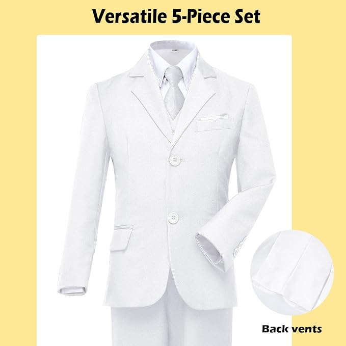 Boys’ Formal Suit 5 Piece Set, Toddler Tuxedos - Image 4