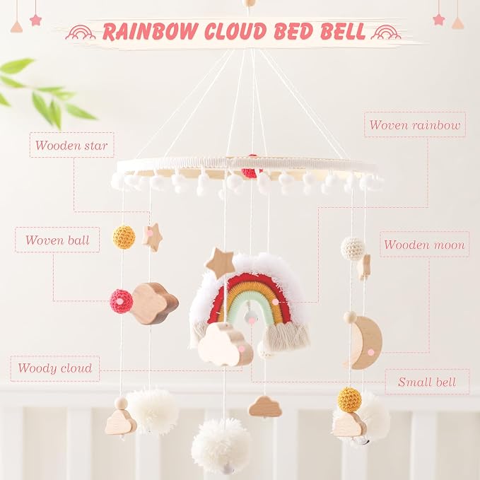 Baby Crib Mobile for Boys Girls Rainbow Nursery Mobile Gender Neutral - Image 4