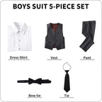 Boys' Suits Formal Slim Fit Tuxedo Boys Vest and Pants Set - Image 5