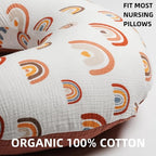2 Pack Muslin Nursing Pillow Cover 100% Cotton Boho Neutral Stretchy Removable - Image 3