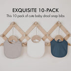 10 Pack Cotton Snap Bibs for Baby Boy Girl, Super Soft Drool Bibs for Teething - Image 7