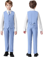 Boys Suit 4 Pcs Slim Fit Set Casual Suits Wedding Outfit Prom Jacket Vest Pant - Image 6