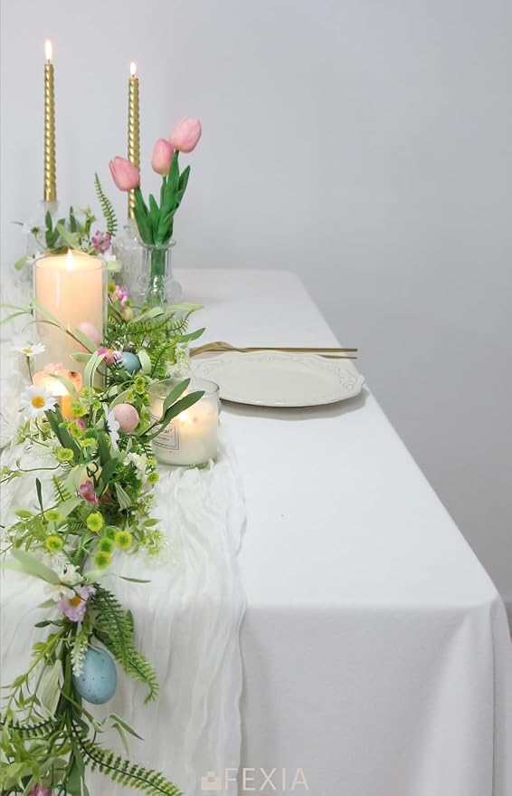 FEXIA 6 Pack White Cheesecloth Table Runner 35x120 Inches - Image 6