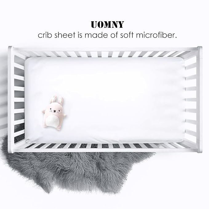 UOMNY Crib Sheet White Fitted Crib Sheets Baby Sheet - Image 3