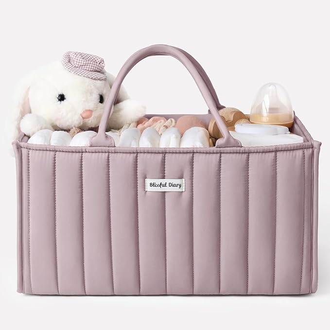Blissful Diary Baby Diaper Caddy Organizer, Stylish Storage Basket by ForEveryBabysBetterLife