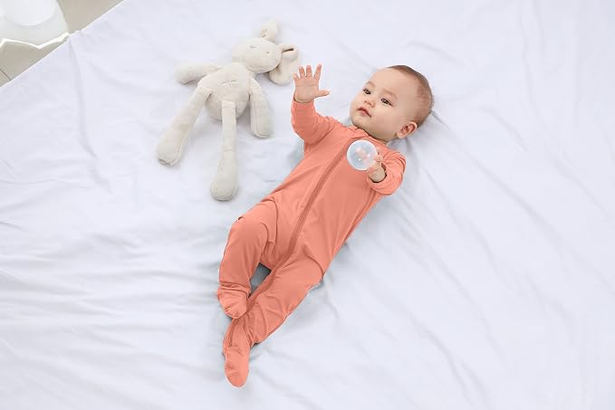 Baby Boy Footed Pajamas with Mittens, Rayon Made from Bamboo Sleepers, 2 Way - Image 2
