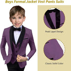 Boys Suit 3 Piece Ring Bearer Suit Kids Formal Jacket Vest Pants Suits Wedding - Image 4