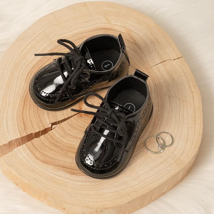 ohsofy Infant Baby Boy Oxford Shoes PU Leather Loafers Rubber and Soft Sole - Image 5