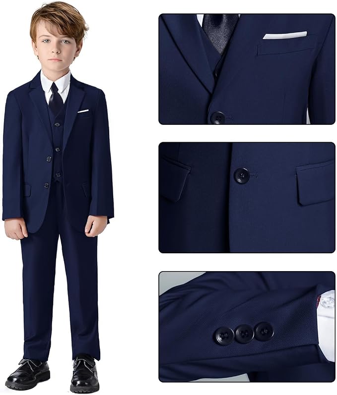 Boys Suit for Kids Teens Formal 5 Piece Tuxedo Suit Set - Image 3