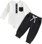 fhutpw Baby Boy Clothes 3 6 12 18 Months Ribbed Knitted Long Sleeve Romper and by fhutpw