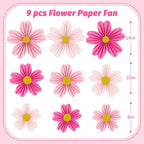 YUNXUAN Pink Party Decorations Paper Fan Paper Flowers Decorations - Image 2