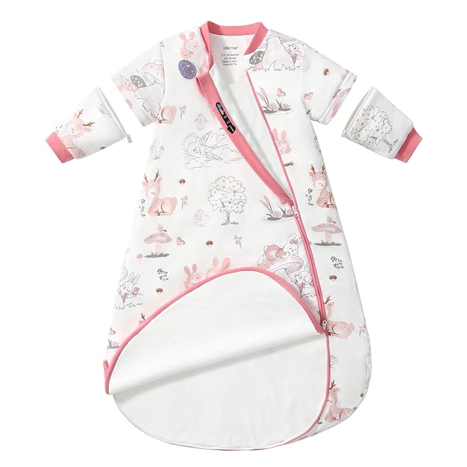 Baby Sleep Sack 3-6 Months, Cotton Detachable Long Sleeve Sleep Sack, 1.0 Tog by usbettas