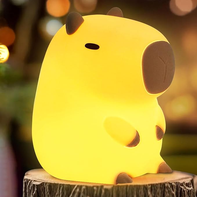 Cute Capybara Night Light, LED Squishy Novelty Animal Night Lamp, 2 Levels by FAMIDUO-BrightenYourLife