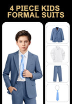 Boys Formal Suit Set 4 Pieces Kids Tuxedo Ring Bearer Outfit - Image 2