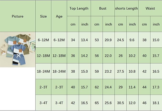 Rtnnsbbfcm Newborn Baby Boy Summer Clothes Short Sleeve Color Block Front - Image 7