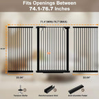 40.55" Walk Through Extra Tall Wide Baby Gates, 74.1"-76.7" Black Pressure - Image 2
