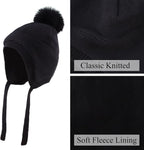 JANGANNSA Basic Winter Baby Boys Beanie Pompom Knitted Girls Hat Kids Earflap - Image 3