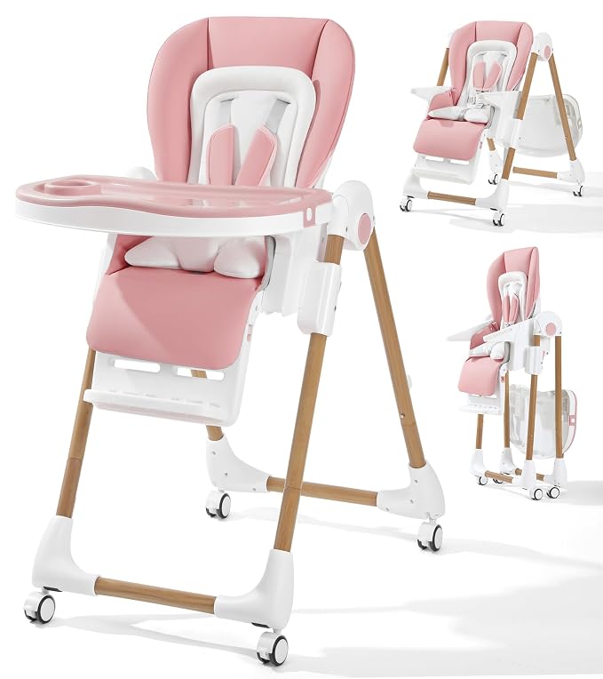 Mallify Foldable High Chairs for Babies and Toddlers, 3-in-1 Convertible Baby by Mallify