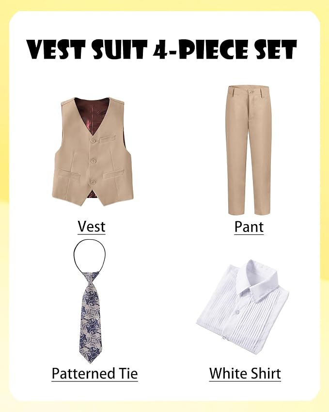 Boys’ Formal Suit 5 Piece Set, Toddler Tuxedos - Image 3