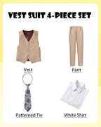 Boys’ Formal Suit 5 Piece Set, Toddler Tuxedos - Image 3