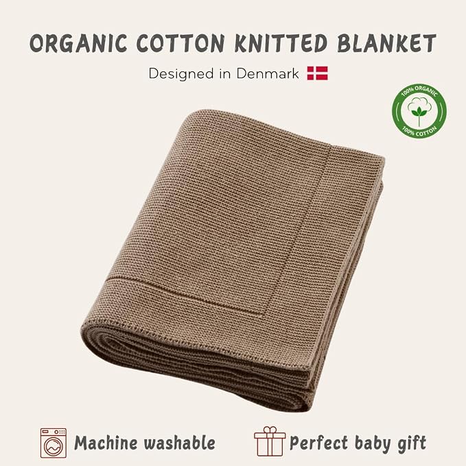 Knitted Organic Cotton Baby Blanket- Swaddle Blanket - Image 3