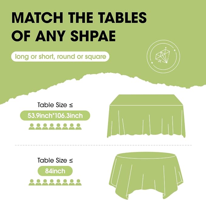 Pureegg Plastic Table Cloth Disposable 8 Pack, Decorative Tablecloths, - Image 2