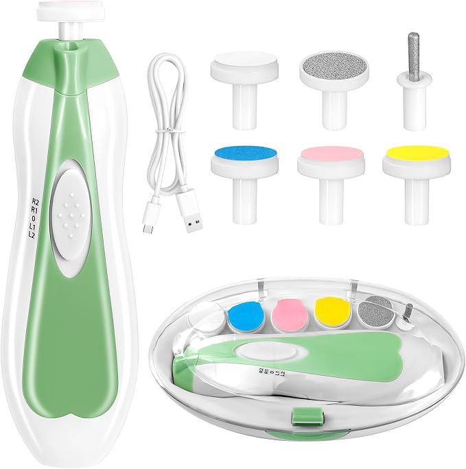 Baby Nail Trimmer Electric, 6 in 1 Rechargeable Baby Nail Clippers Manicure Set by Qunlionslife