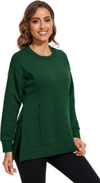 Smallshow Women's Nursing Tops Sweatshirt Long Sleeve Side Split Breastfeeding - Image 3