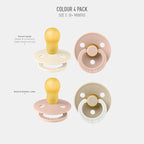 BIBS Colour Soother 4-Pack | BPA Free Dummy Pacifier | Round Nipple | Natural - Image 2