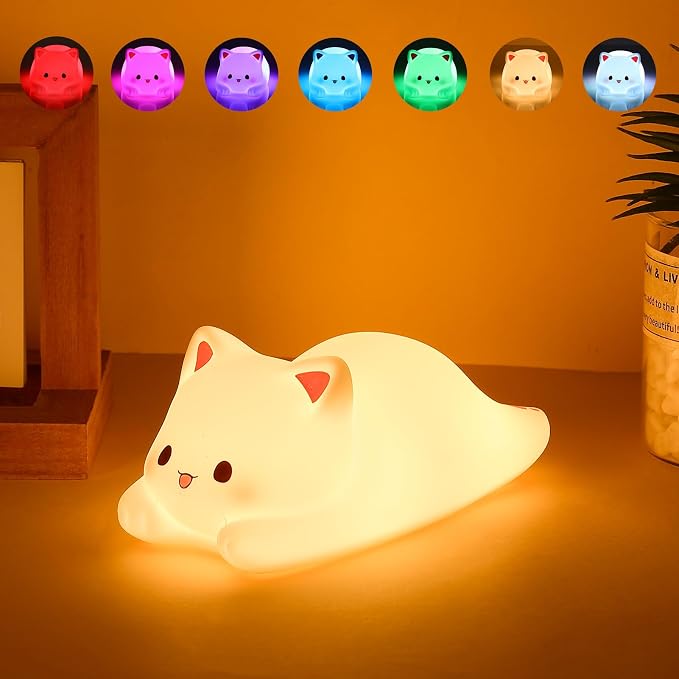 Tremdwoto Cat Night Light for Kids, Cute Colorful Night Light Baby Girl Squishy by Tremdwoto