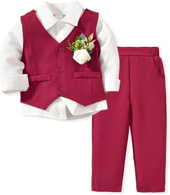 Toddler Boys Suit 3Pcs 1-5T by MINIFEIKO