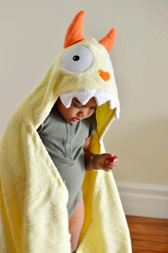 Children's Hooded Towel Yellow Monster, Unisex Toddler - Image 5