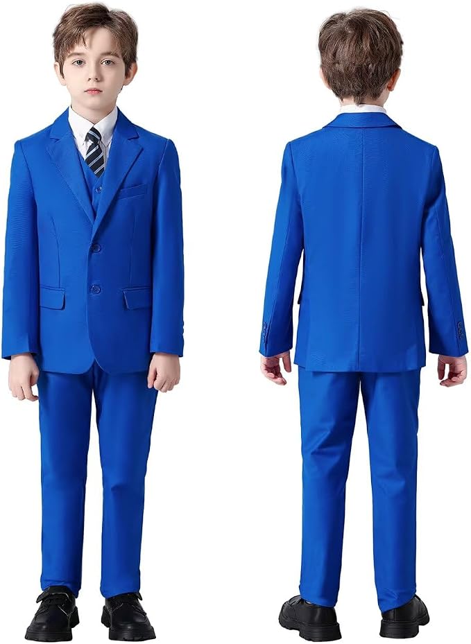 Boys Suit 4 Pcs Slim Fit Set Casual Suits Wedding Outfit Prom Jacket Vest Pant - Image 5