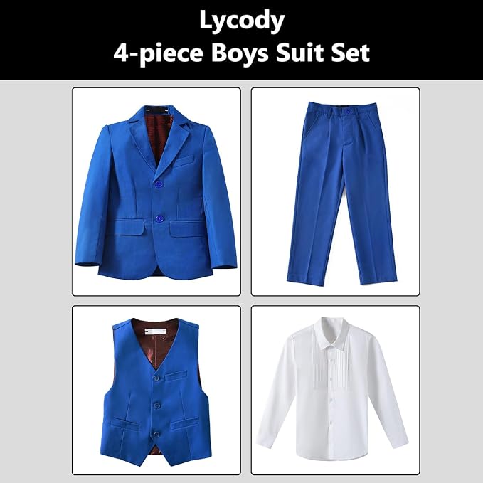 Boys Suit for Kids Teens Formal 5 Piece Tuxedo Suit Set - Image 2