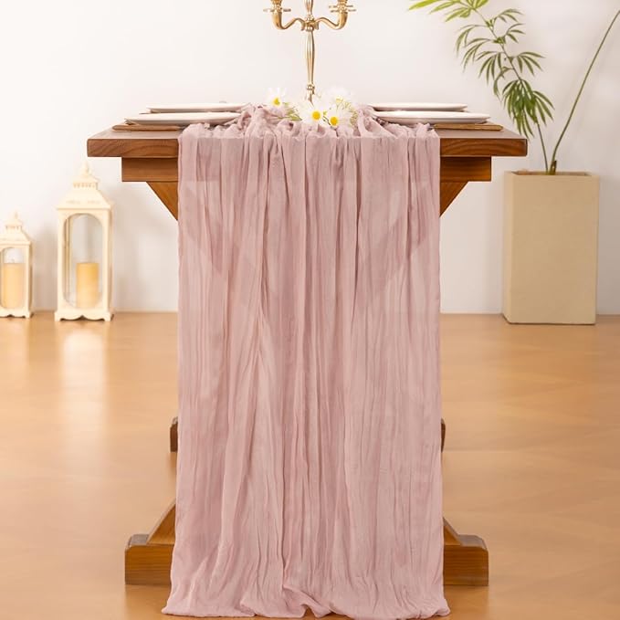 Socomi Pink Table Runner Spring Easter Cheesecloth 170 inch Cheese Cloth 14FT - Image 4