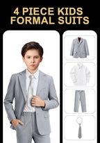 Boys Formal Suit Set 4 Pieces Kids Tuxedo Ring Bearer Outfit - Image 2