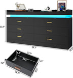 6 Drawer Dresser with LED Light and Charging Station, Wide Drawer Organizer - Image 3