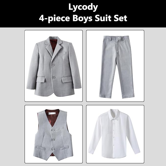 Boys Suit for Kids Teens Formal 5 Piece Tuxedo Suit Set - Image 2