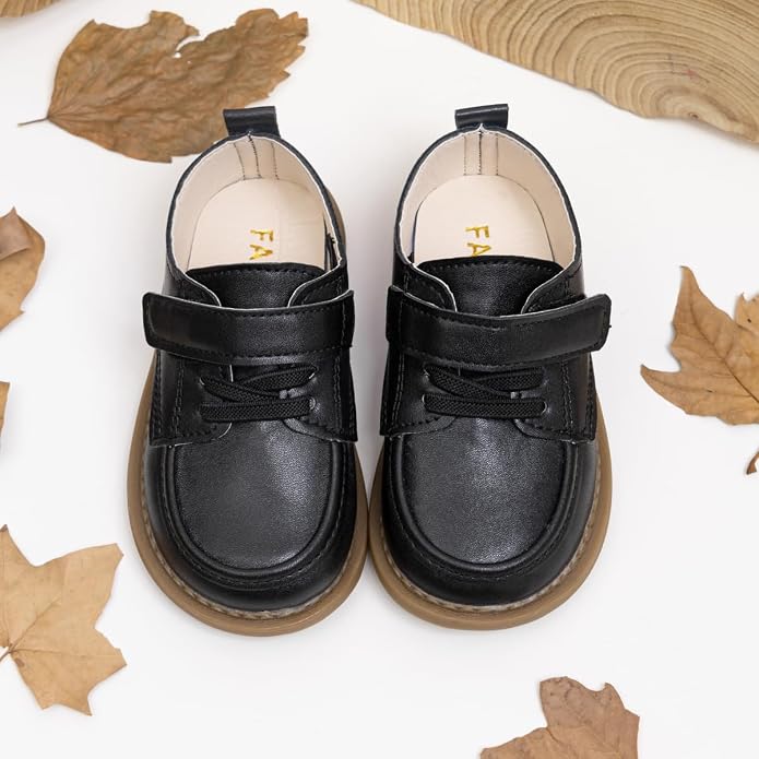 ohsofy Infant Baby Boy Oxford Shoes PU Leather Loafers Rubber and Soft Sole - Image 2