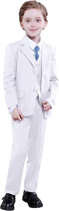 Boy's Suit Formal Slim Fit 5 Pieces Suit Set Blazer Vest Pants - Image 6