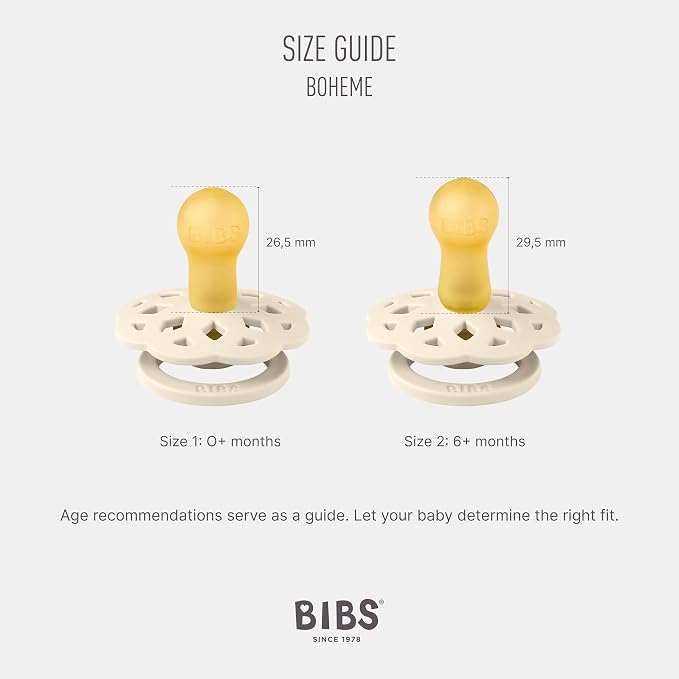 BIBS Boheme Soother 4-Pack | BPA Free Dummy Pacifier | Round Nipple | Natural - Image 3