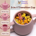 Honey Jar Pot 3-in-1 Silicone Training Cup 8.5oz, Baby Sippy Cup - Image 5