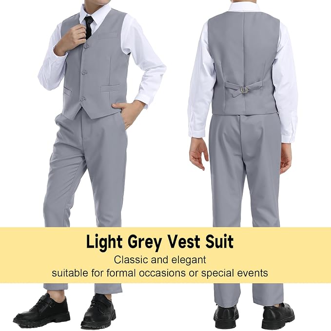 Boys’ Formal Suit 5 Piece Set, Toddler Tuxedos - Image 5