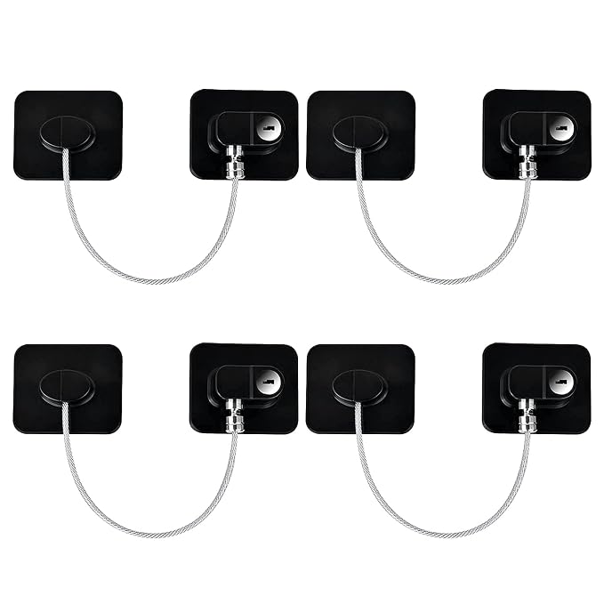 YEYA Upgraded Refrigerator Locks 4 Pack, Baby Proof Cabinet Locks by YEYA