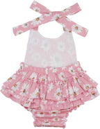 Baby Girl's Floral Print Ruffles Romper Summer Clothes - Image 5