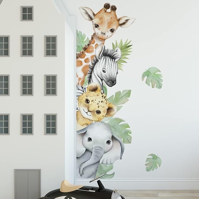 44.88 x 11.75 Inch Watercolor Jungle Animal Wall Decals - Image 5