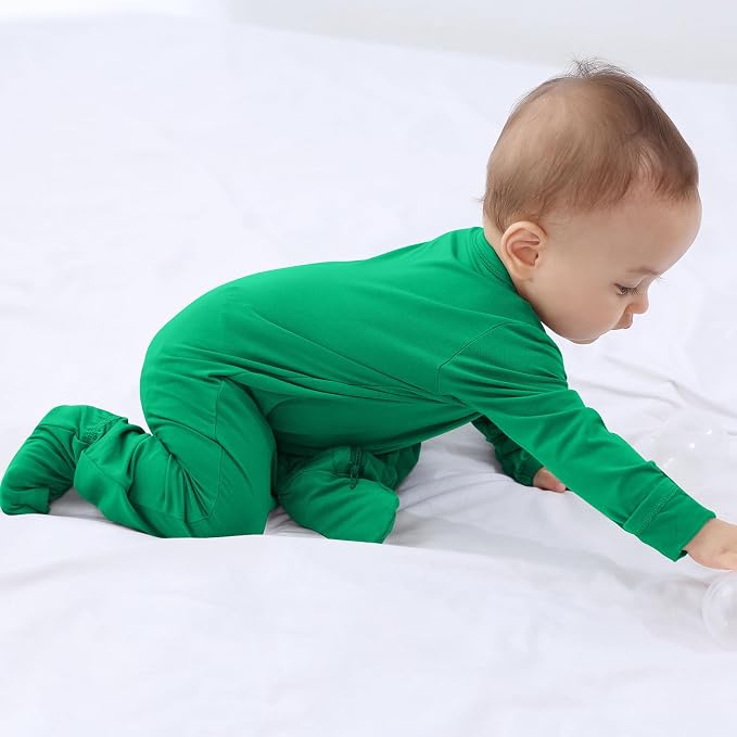 Baby Boy Footed Pajamas with Mittens, Rayon Made from Bamboo Sleepers, 2 Way - Image 5